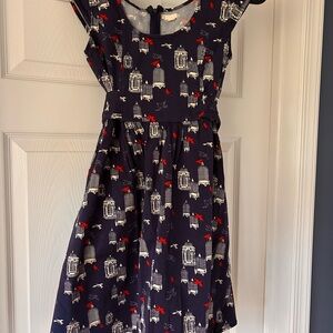 Tulle Navy Blue Dress with Birdcage and Red Accents